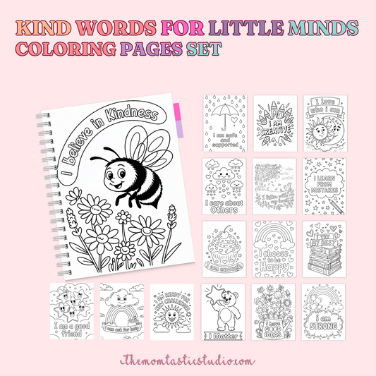 Kind Words for Little Minds Coloring Pack – Digital Template –  Commercial Use