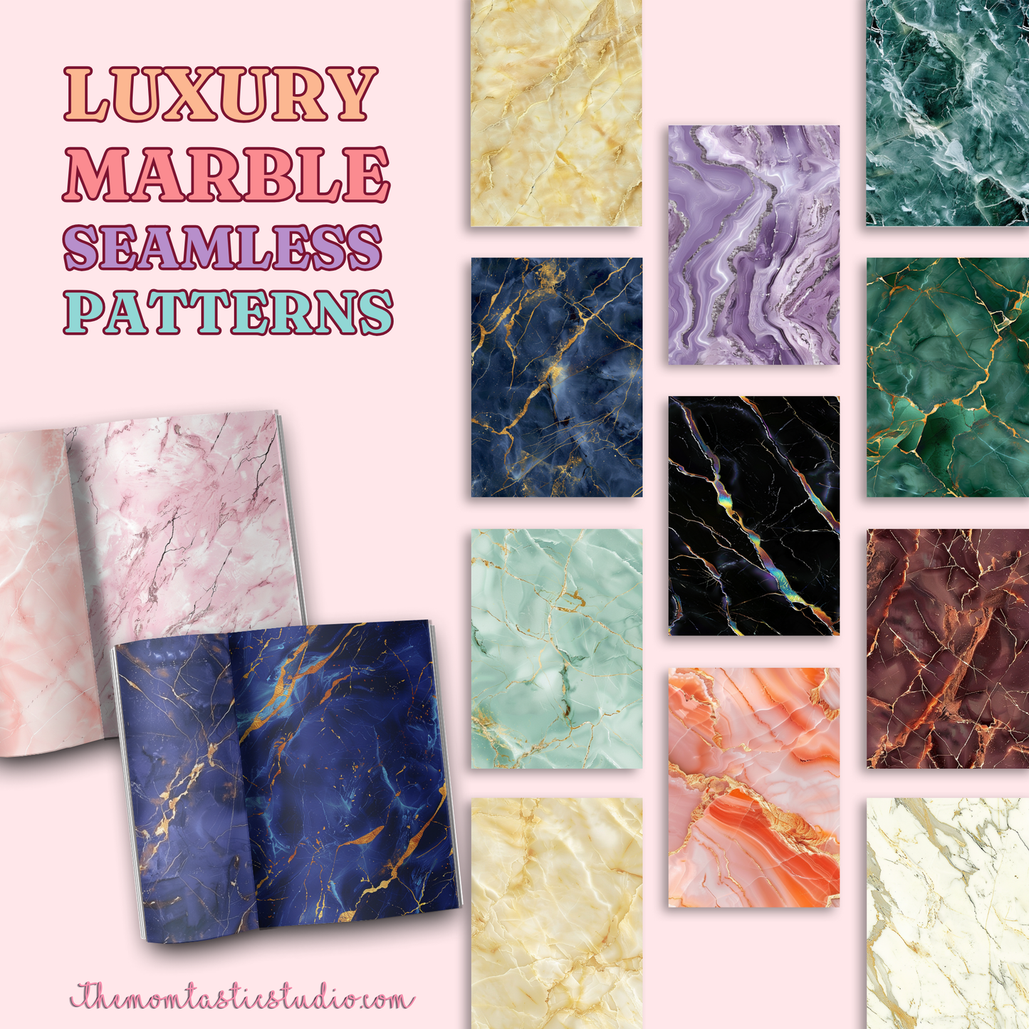 Luxury Marble Seamless Patterns for Commercial Use, Digital Paper - 300 DPI