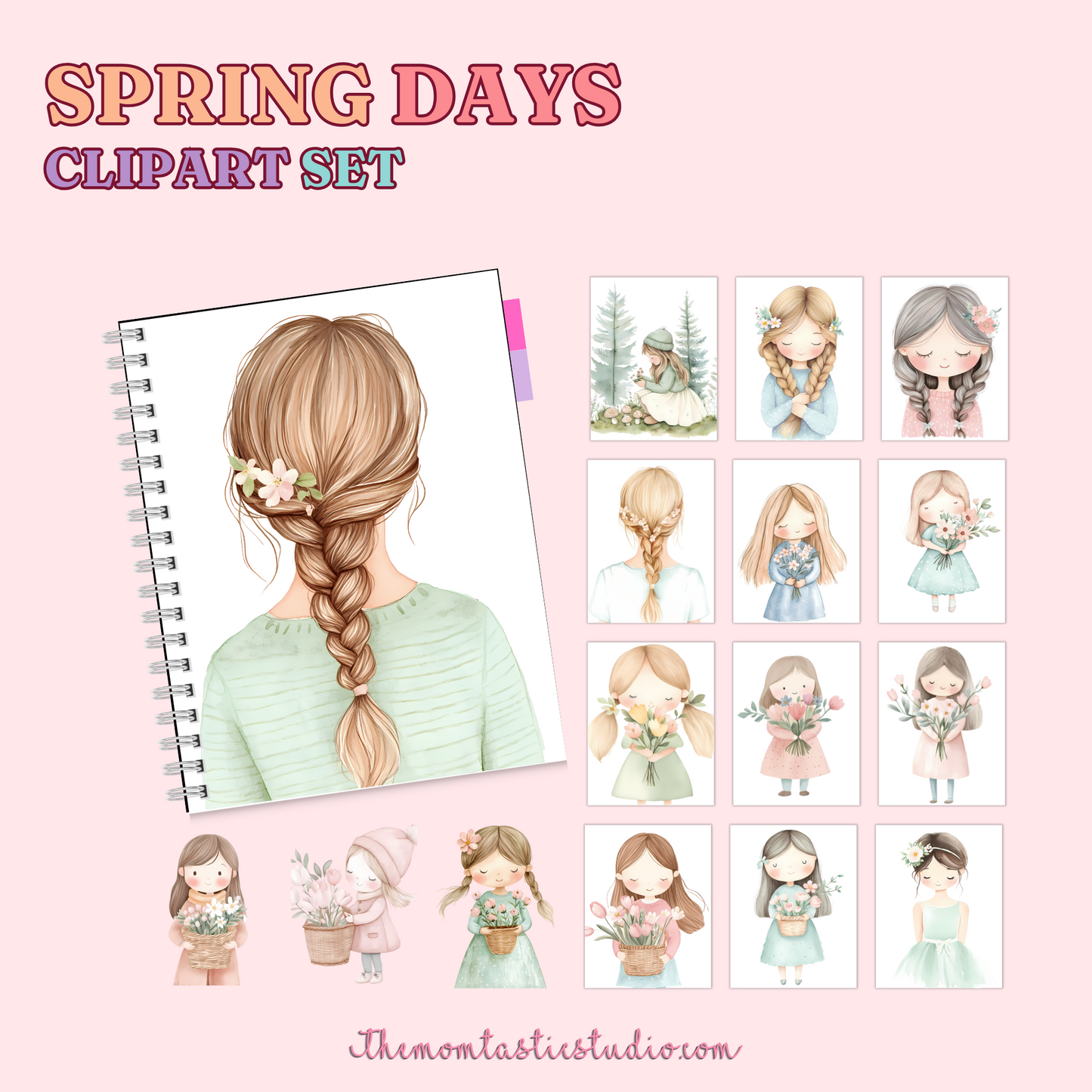 Spring Days Clipart Set – Instant Download – 300 DPI - Commercial Use (Transparent PNG)