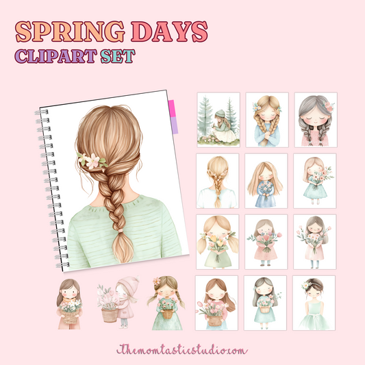 Spring Days Clipart Set – Instant Download – 300 DPI - Commercial Use (Transparent PNG)