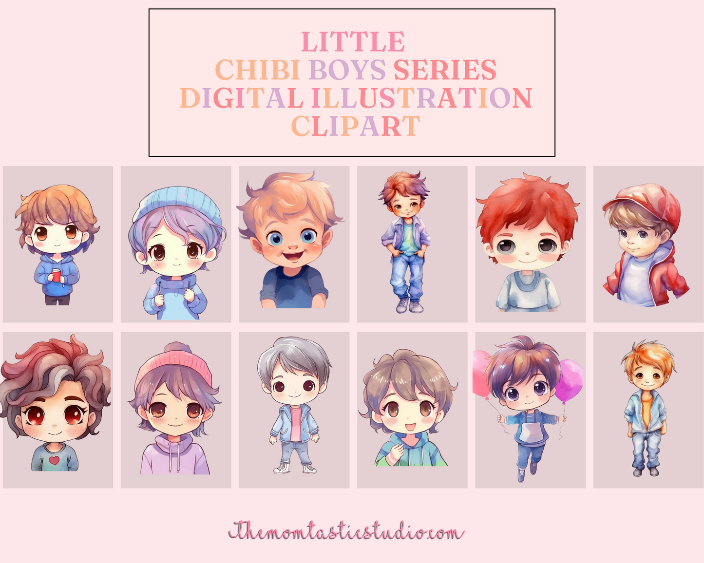 Cute Little Chibi Boys – High-Quality PNG - Transparent Background - Commercial Use
