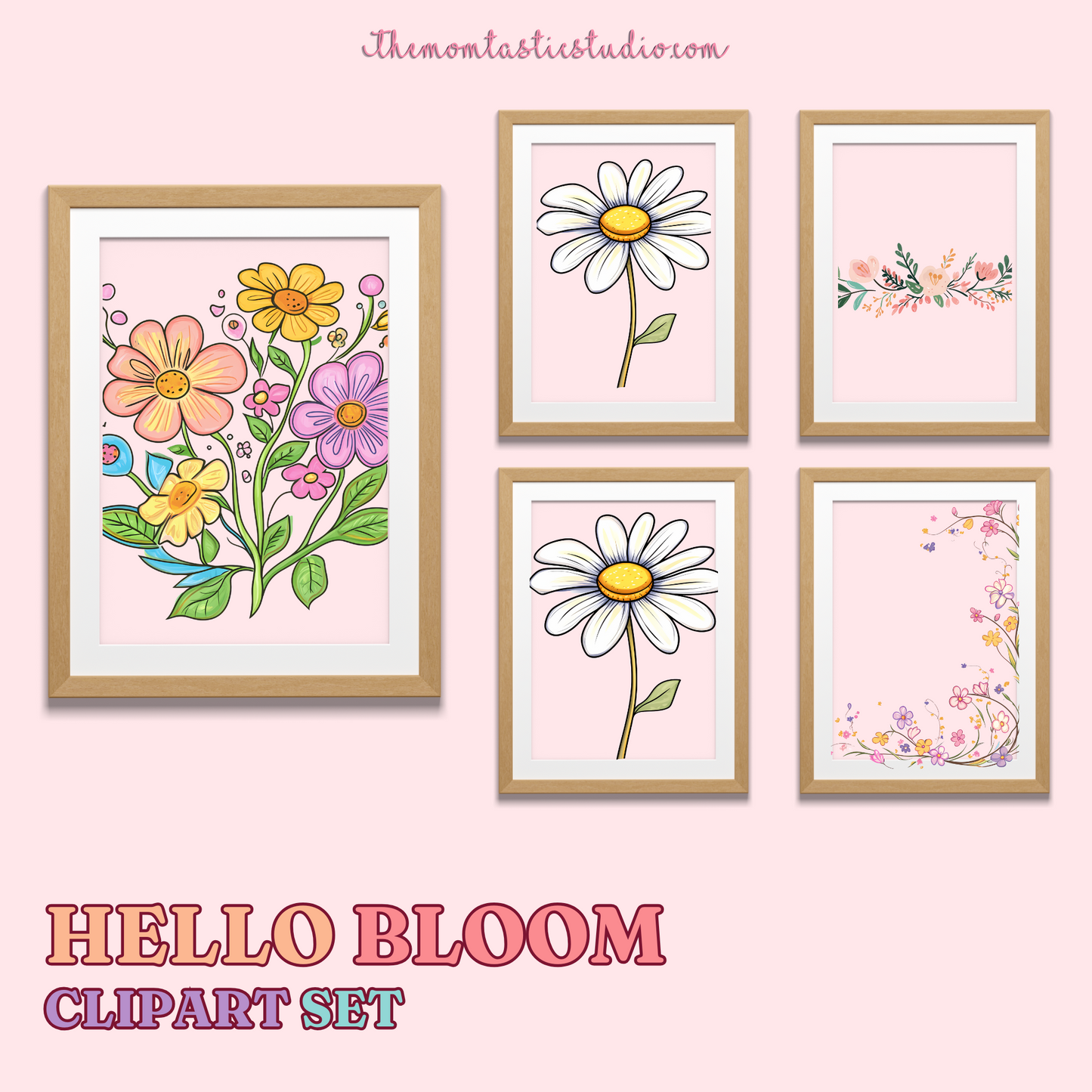Hello Bloom Clipart Set – Instant Download – 300 DPI - Commercial Use (Transparent PNG)