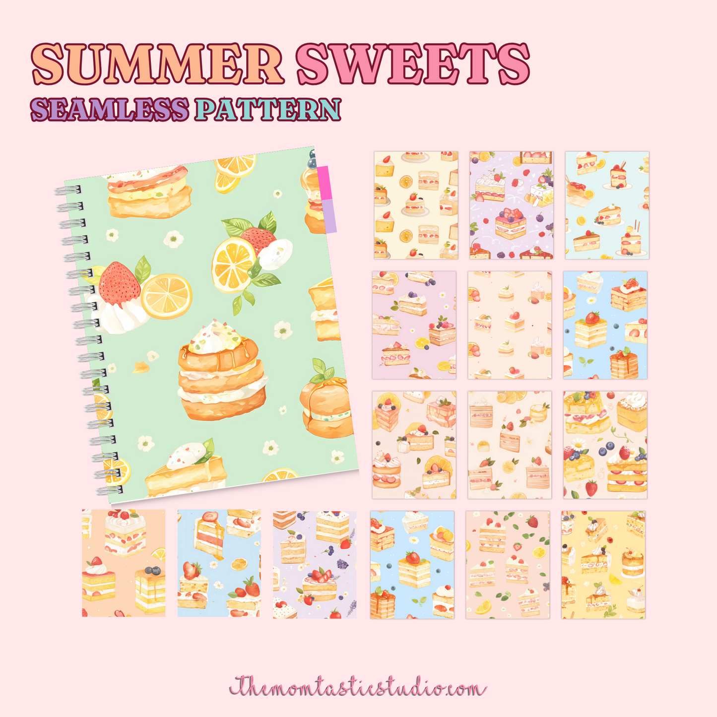Summer Sweets Seamless Patterns for Commercial Use, Digital Paper - 300 DPI