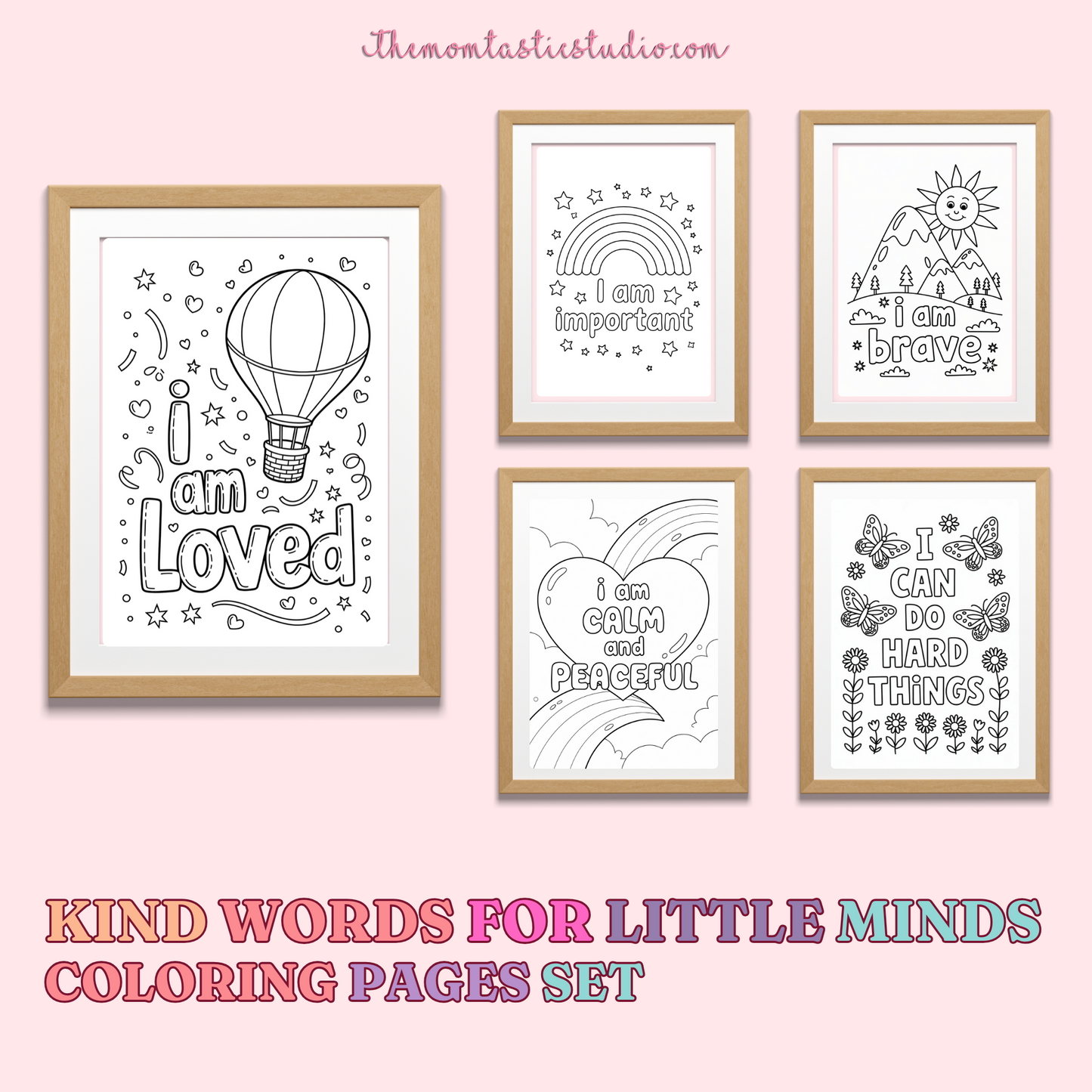 Kind Words for Little Minds Coloring Pack – Digital Template – Commercial Use