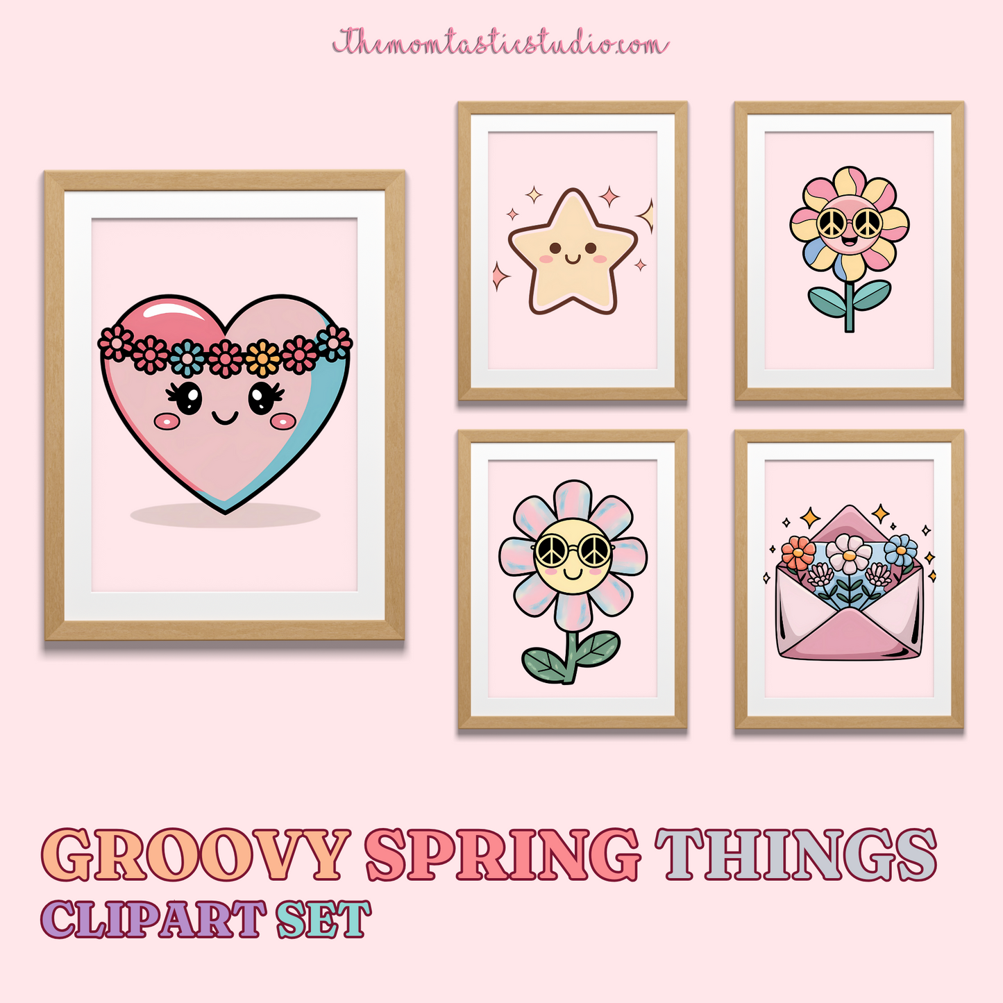 Groovy Spring Things Clipart Set – Instant Download – 300 DPI - Commercial Use (Transparent PNG)