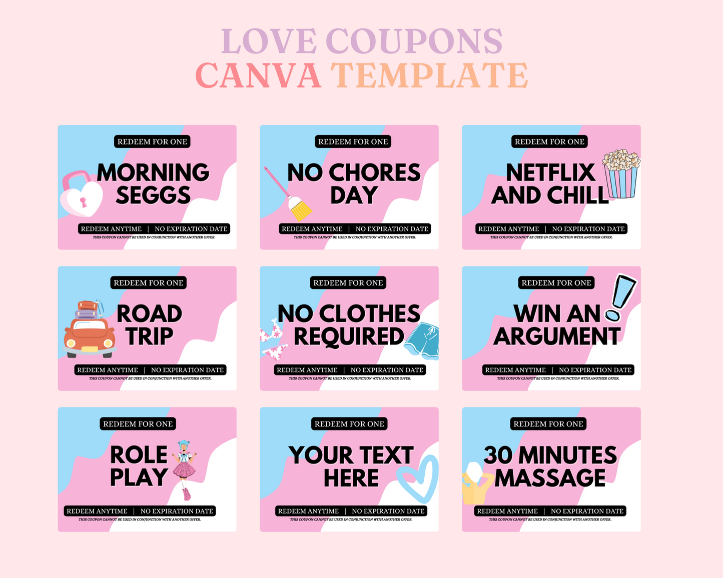 Valentine's Love Coupons – Canva Template – Instant Download – Commercial Use