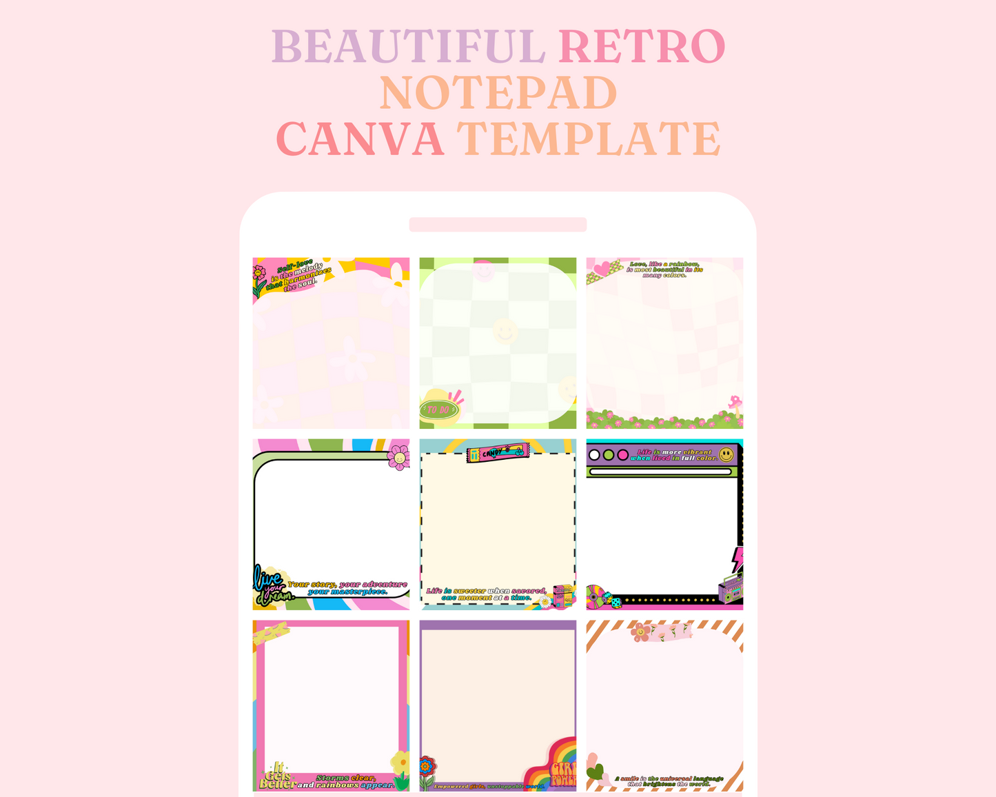 Retro Memo Pad – Canva Template (3.5x3.5 inches) – Instant Download – Commercial Use