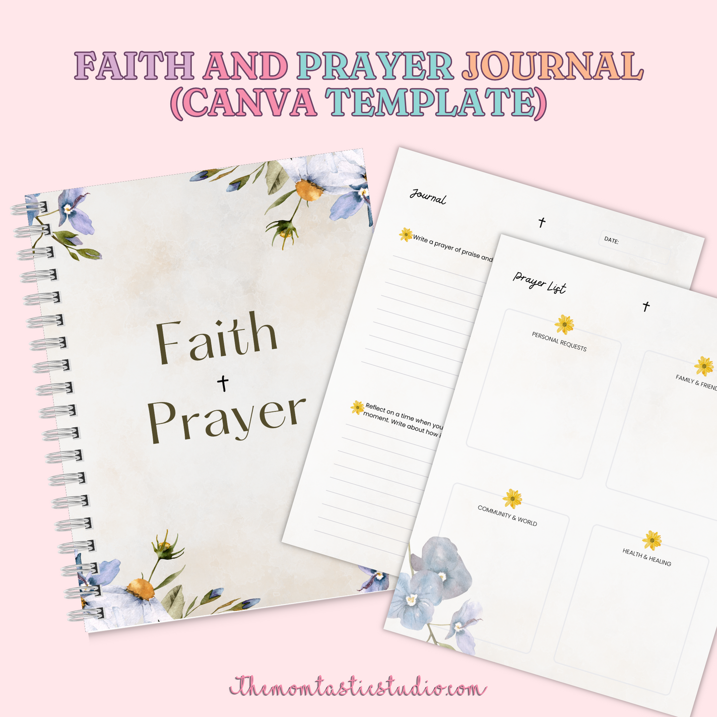 Faith and Prayer Journal with Prompts Canva Editable Template β Instant Download β Printable / Editable