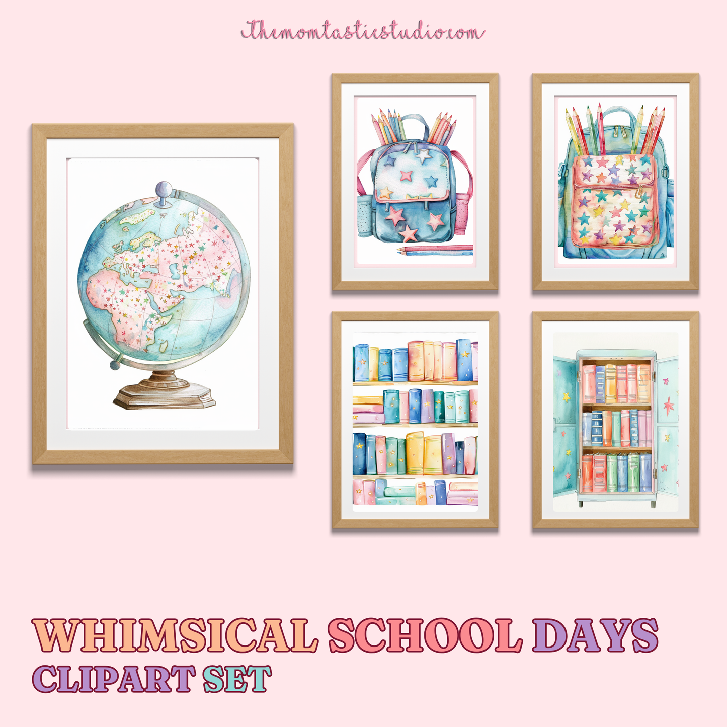 Whimsical School Days Clipart Set – Instant Download – 300 DPI - Commercial Use (Transparent PNG)