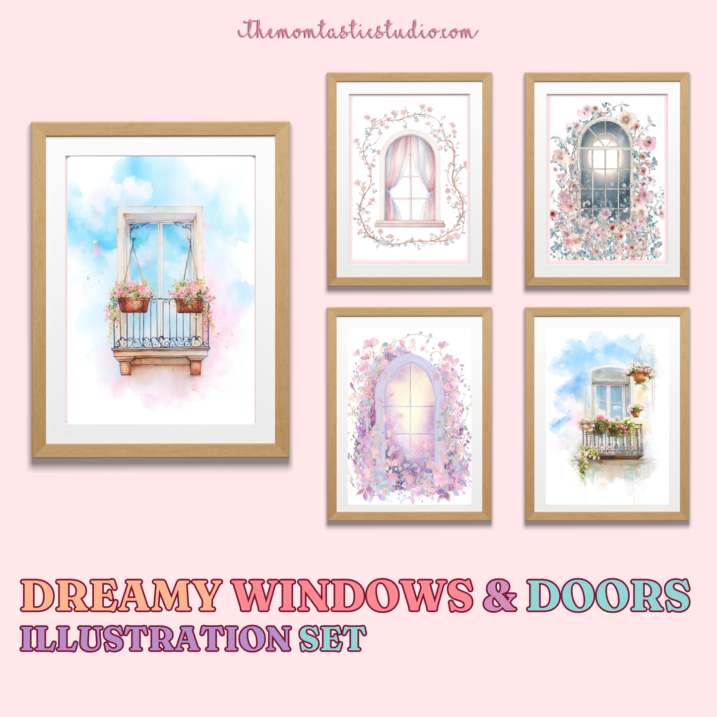 Dreamy Windows & Doors Illustration Set - 300 DPI – Instant Download – Commercial Use