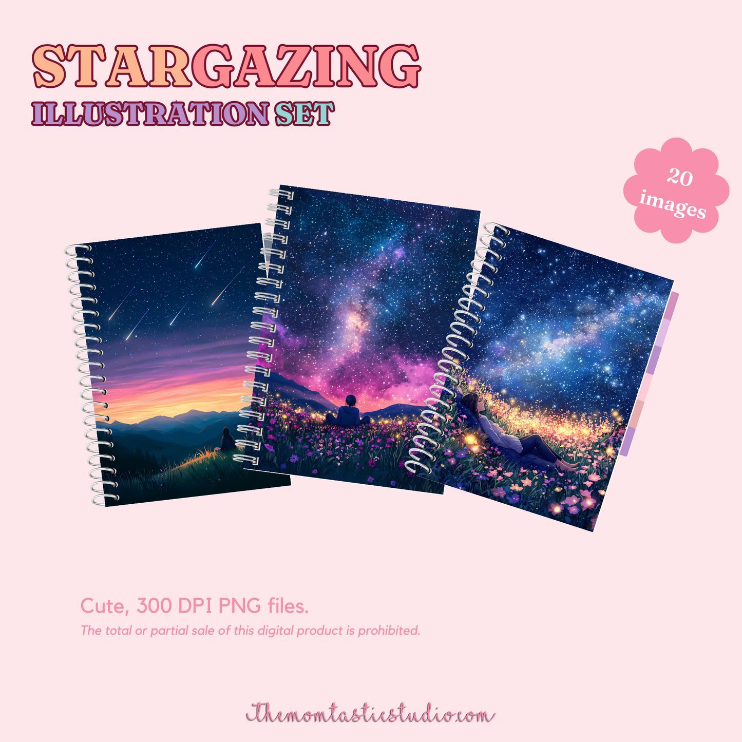 Stargazing Illustration Set - 300 DPI – Instant Download – Commercial Use