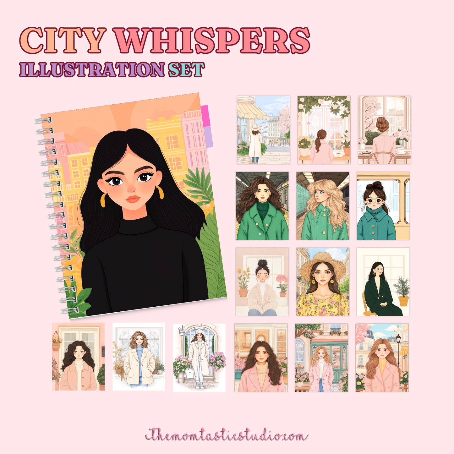 City Whispers Illustration Set - 300 DPI – Instant Download – Commercial Use