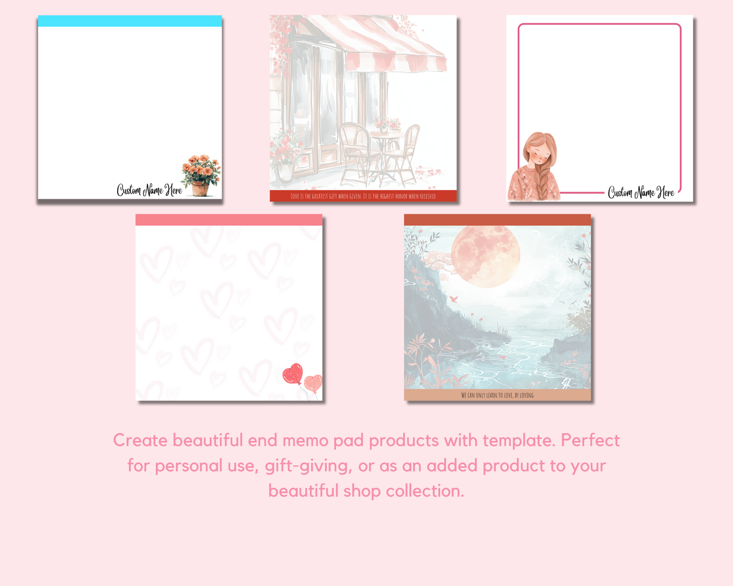 Valentine's Memo Pad – Canva Template (4.5x4.5 inches) – Instant Download – Commercial Use