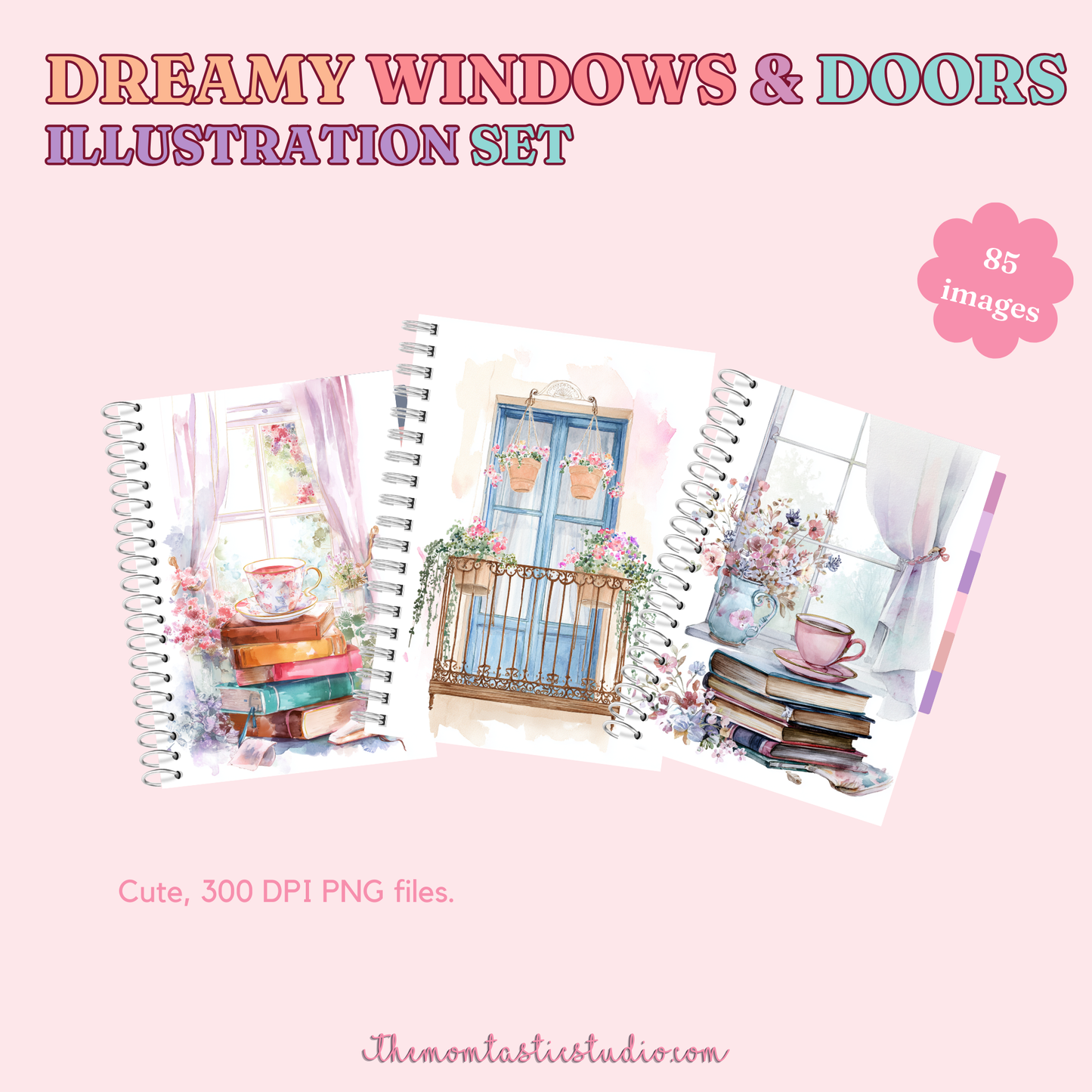 Dreamy Windows & Doors Illustration Set - 300 DPI – Instant Download – Commercial Use