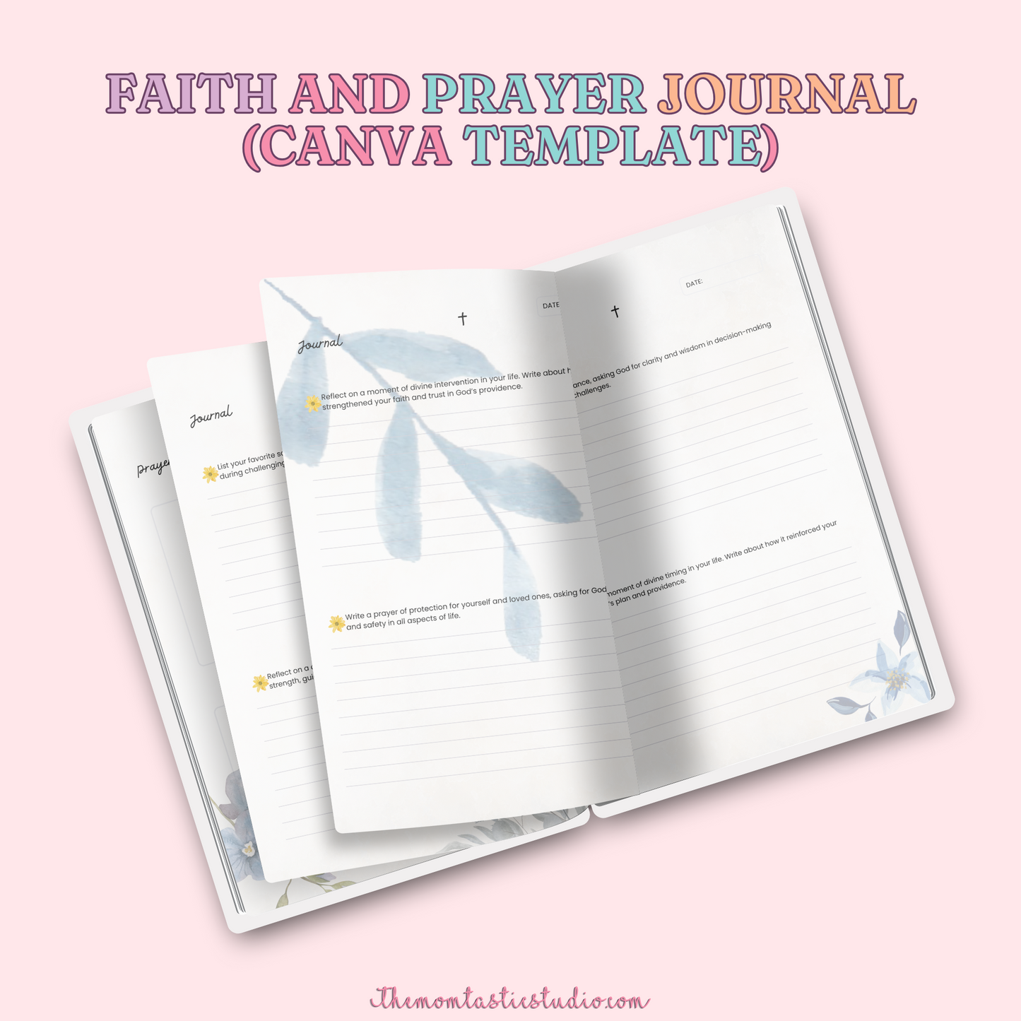 Faith and Prayer Journal with Prompts Canva Editable Template β Instant Download β Printable / Editable