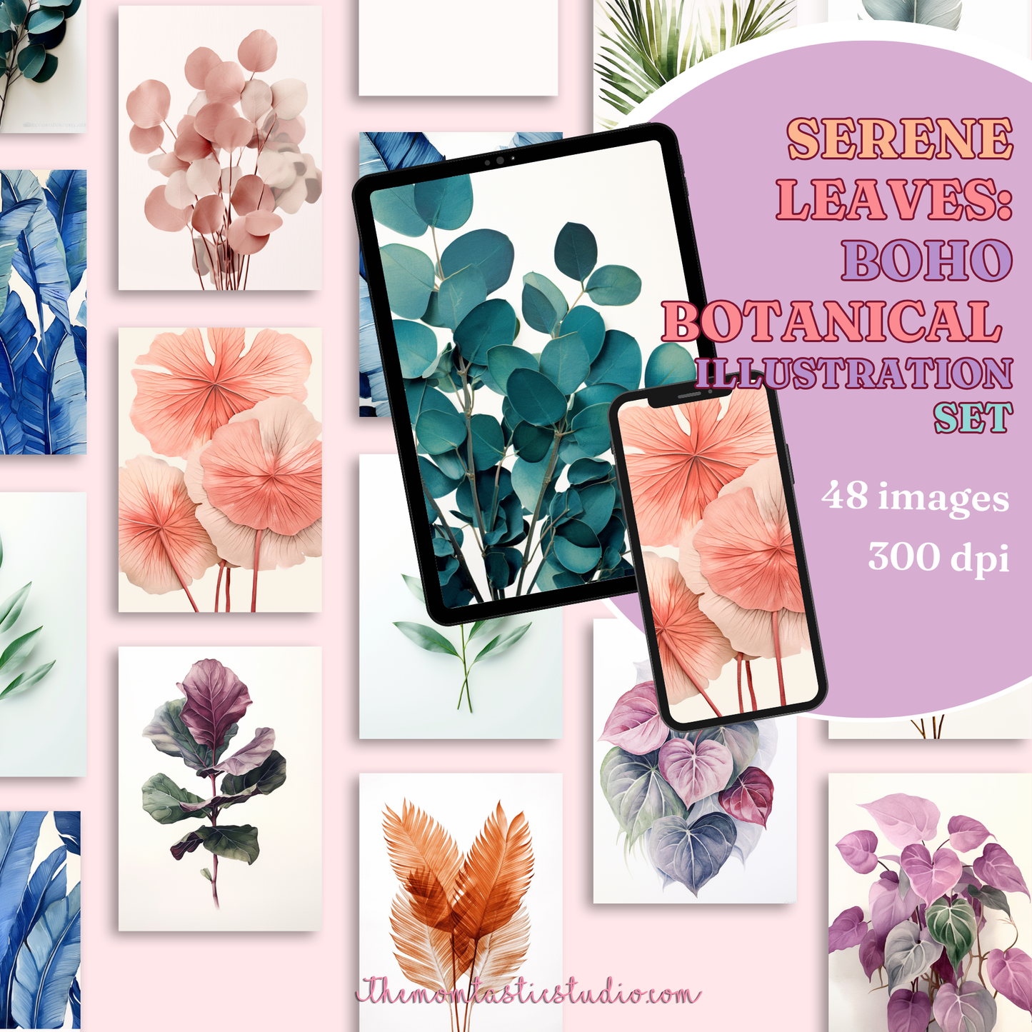 Serene Leaves Illustration Set - 300 DPI – Instant Download – Commercial Use