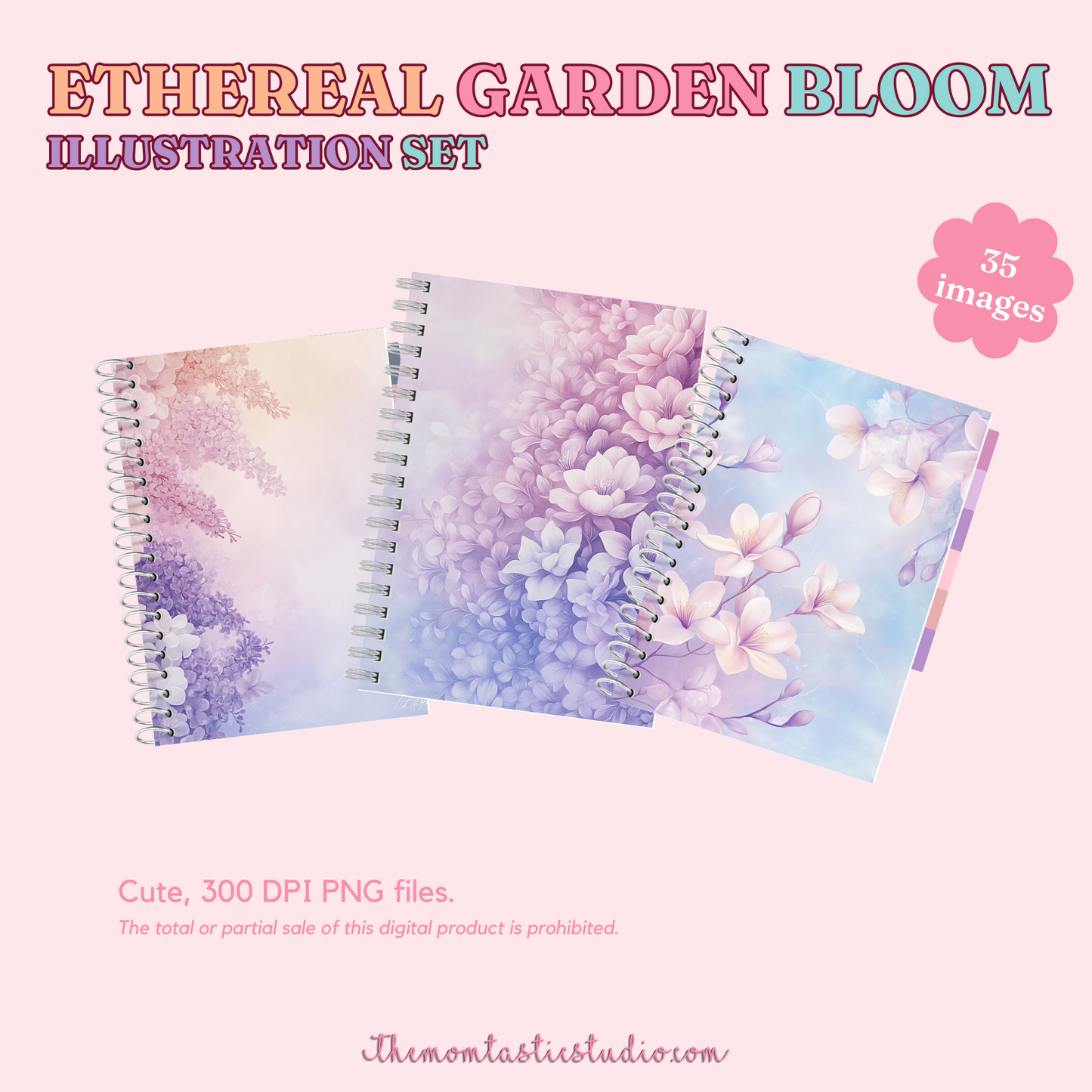Ethereal Garden Bloom Illustration Set - 300 DPI – Instant Download – Commercial Use