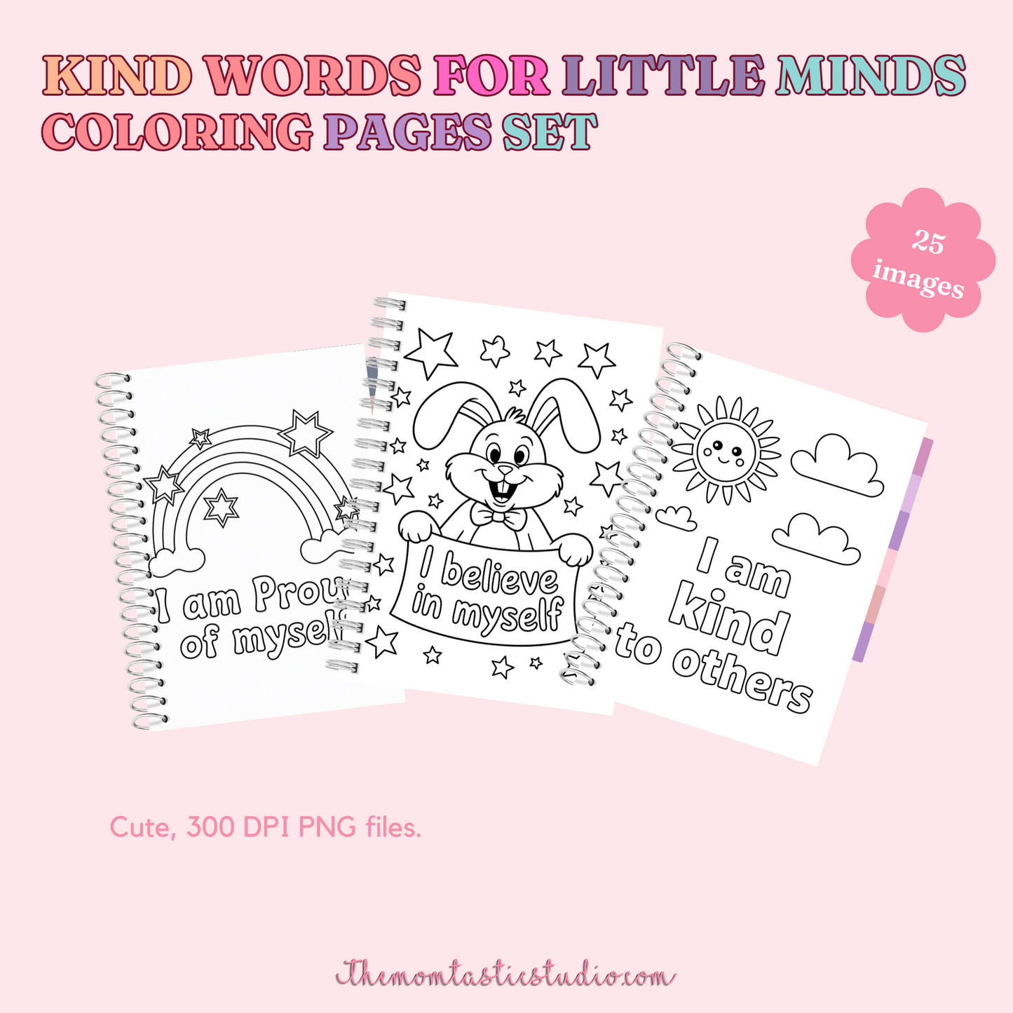 Kind Words for Little Minds Coloring Pack – Digital Template – Commercial Use