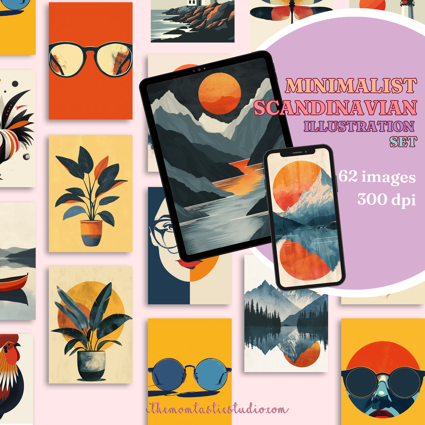 Scandinavian Minimalist Art Prints Illustration Set - 300 DPI – Instant Download – Commercial Use