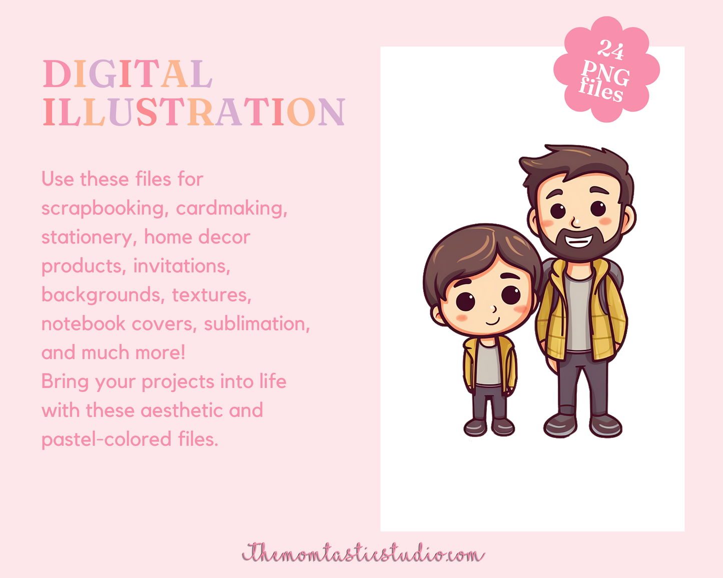 Father's Day Series Sticker Clipart – Instant Download – High-Quality PNG - Transparent Background - Commercial Use