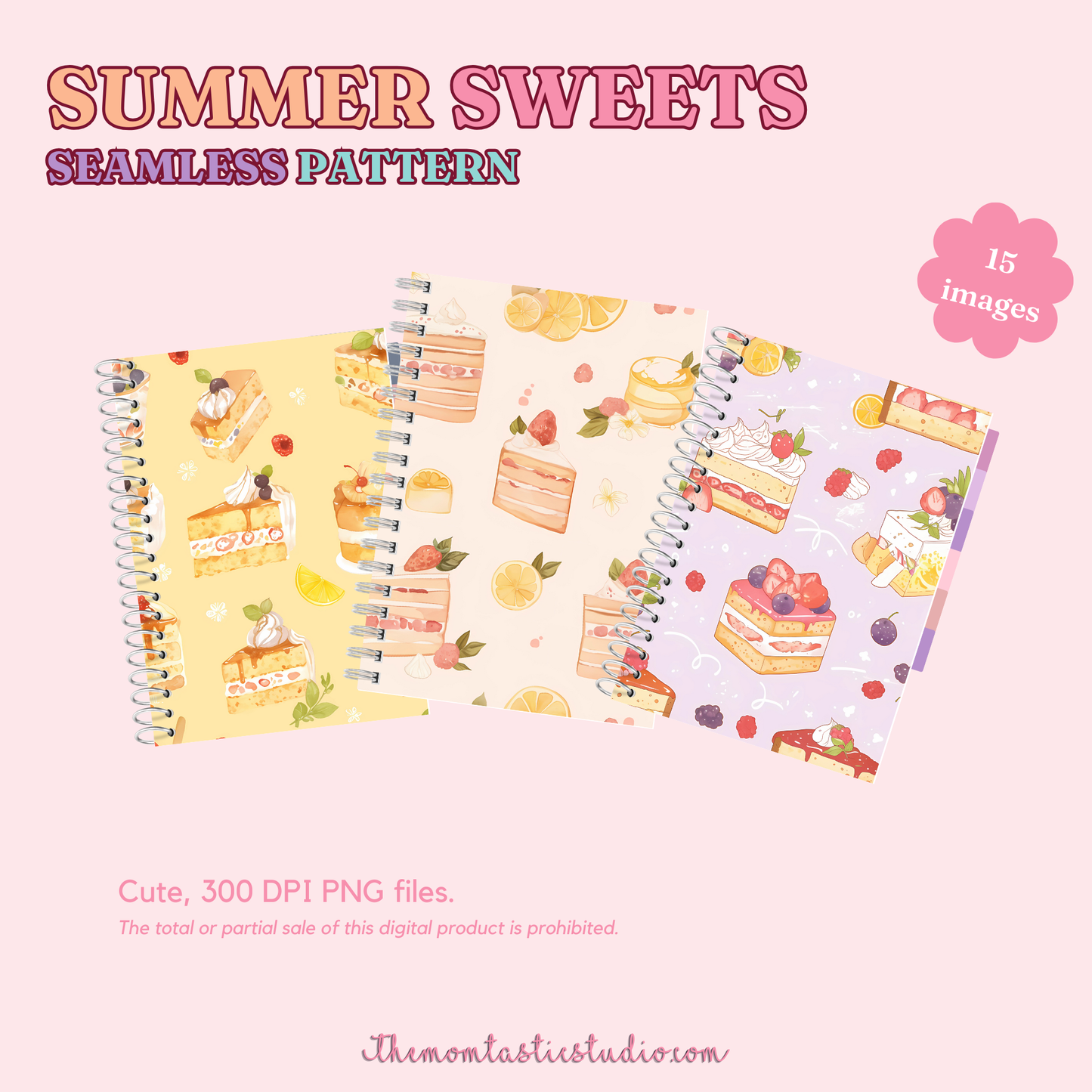 Summer Sweets Seamless Patterns for Commercial Use, Digital Paper - 300 DPI