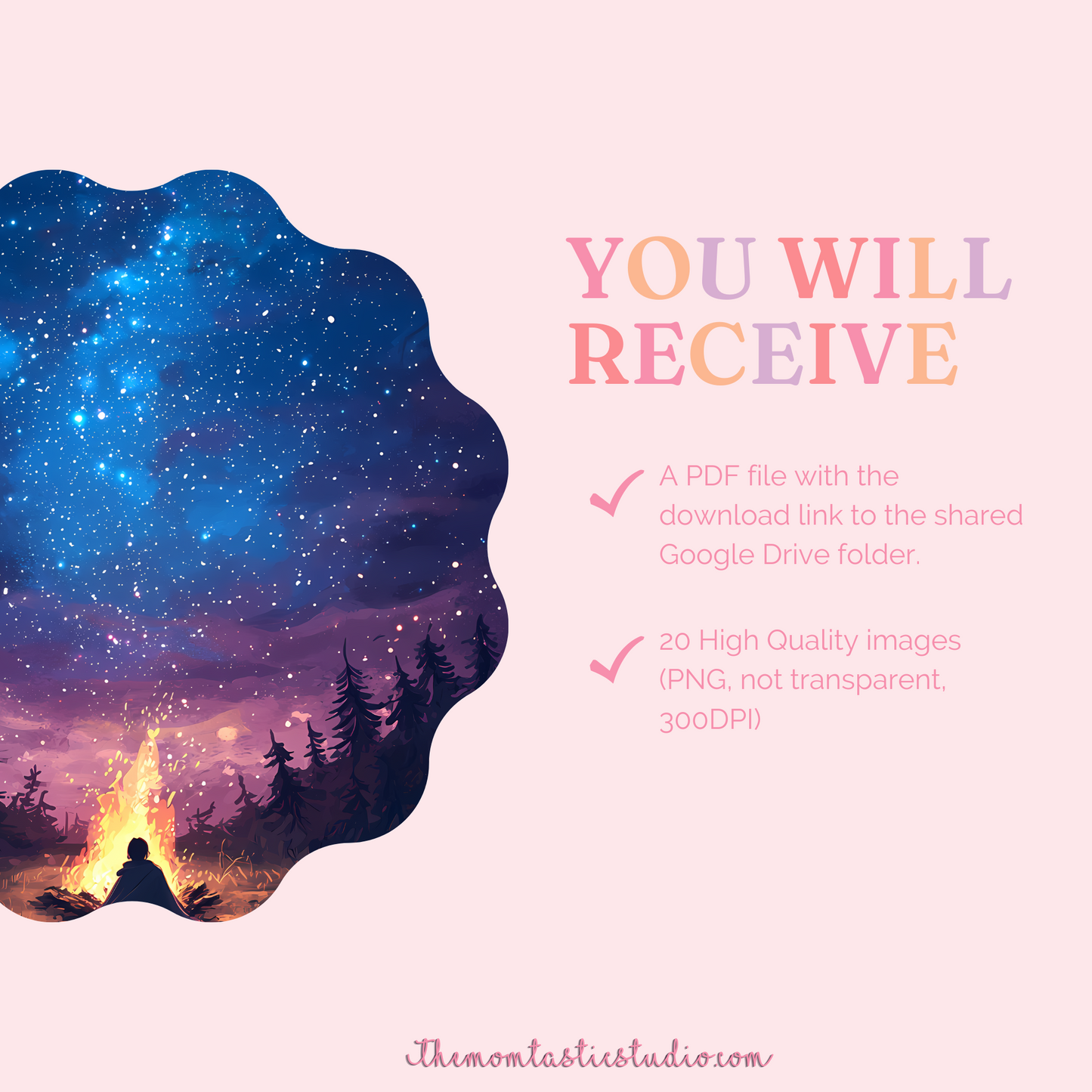 Stargazing Illustration Set - 300 DPI – Instant Download – Commercial Use