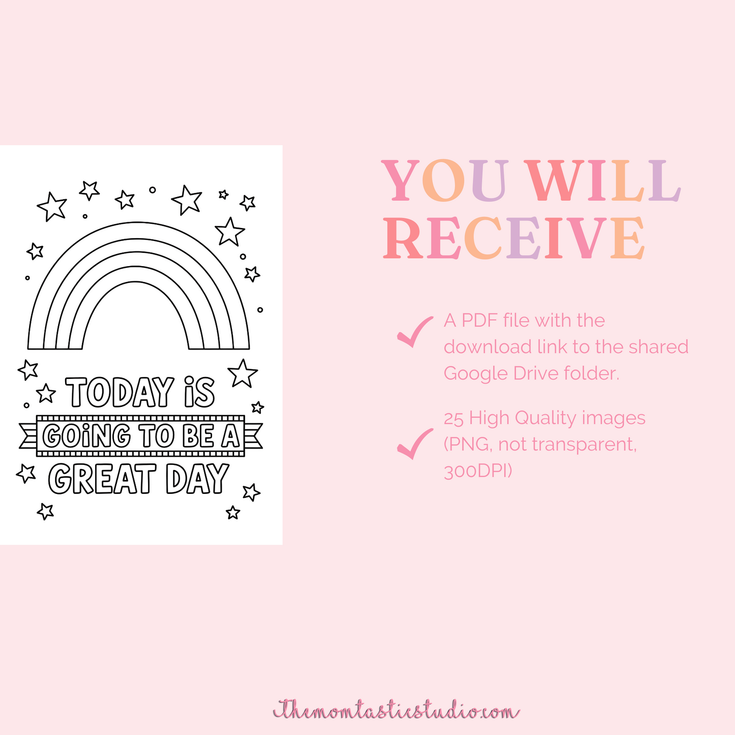 Kind Words for Little Minds Coloring Pack – Digital Template – Commercial Use