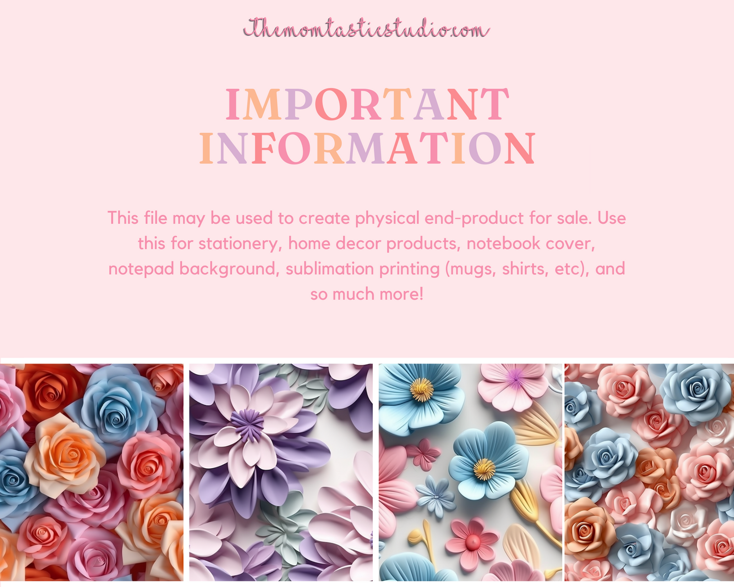 3D Pastel Floral (Seamless, A4, and Mug Wrap Format) - Commercial Use