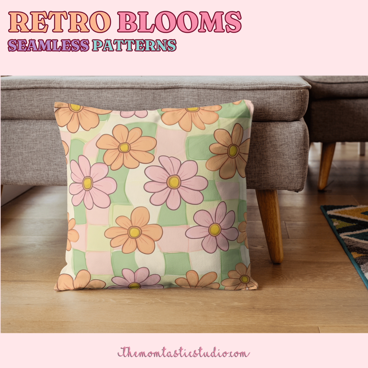 Retro Blooms Seamless Patterns for Commercial Use, Digital Paper - 300 DPI