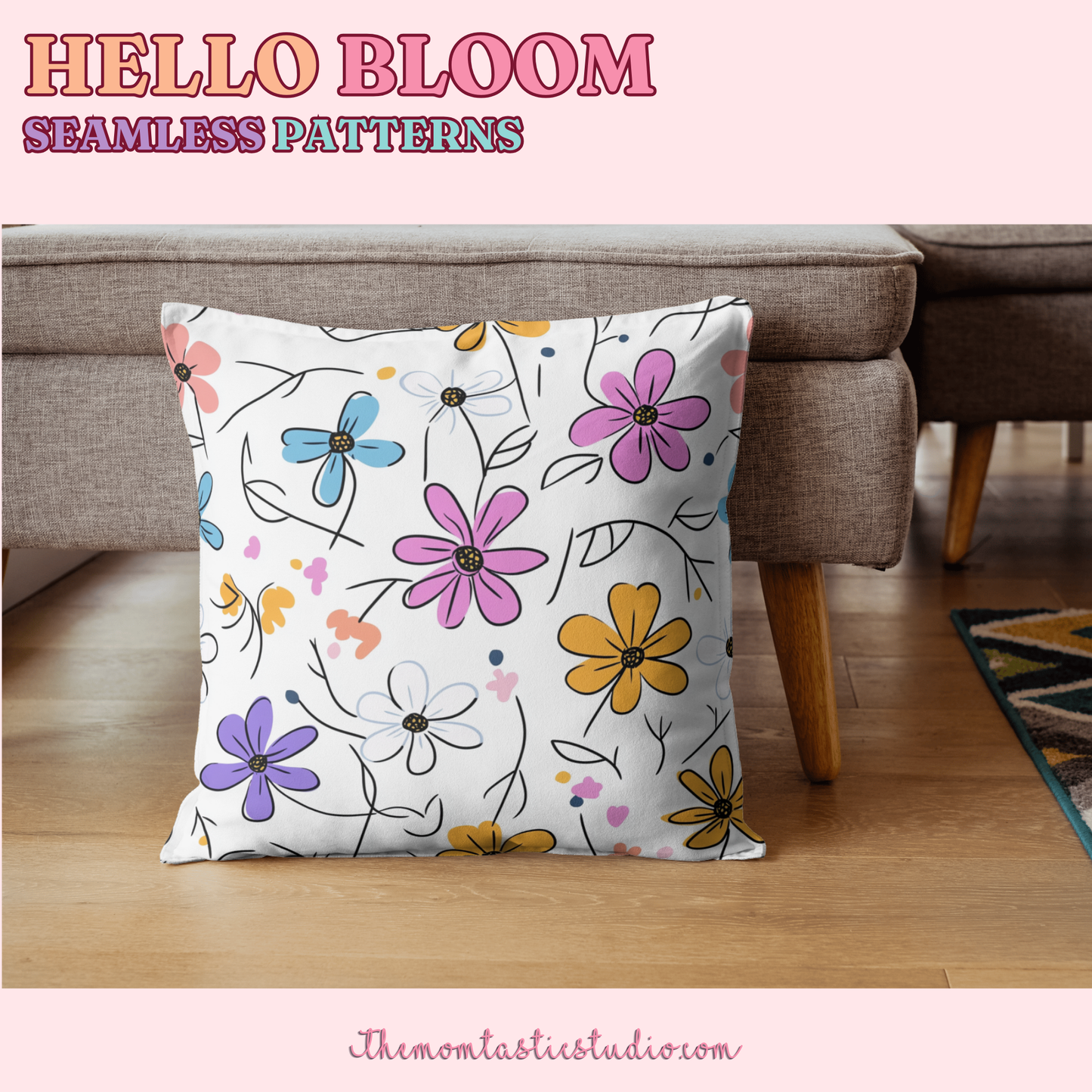 Hello Bloom Seamless Patterns for Commercial Use, Digital Paper - 300 DPI