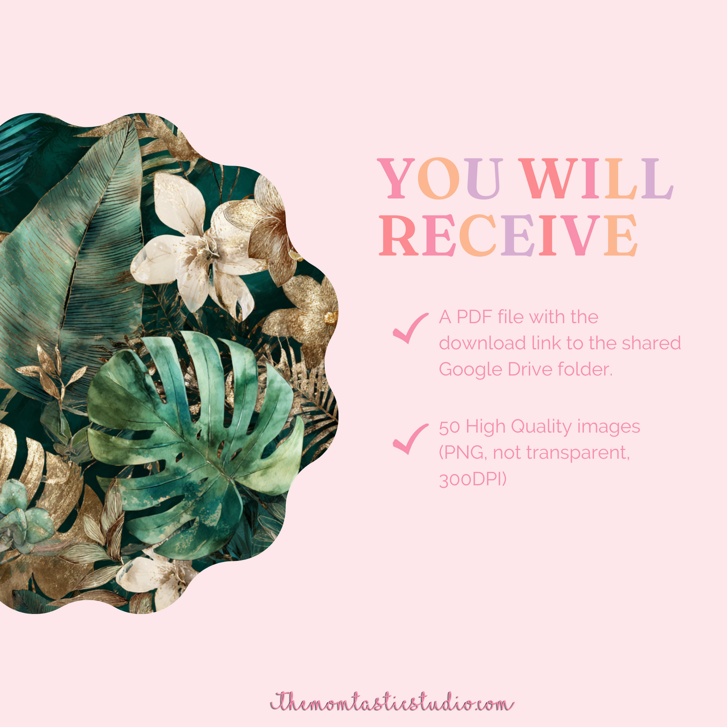 Golden Tropics Illustration Set - 300 DPI – Instant Download – Commercial Use