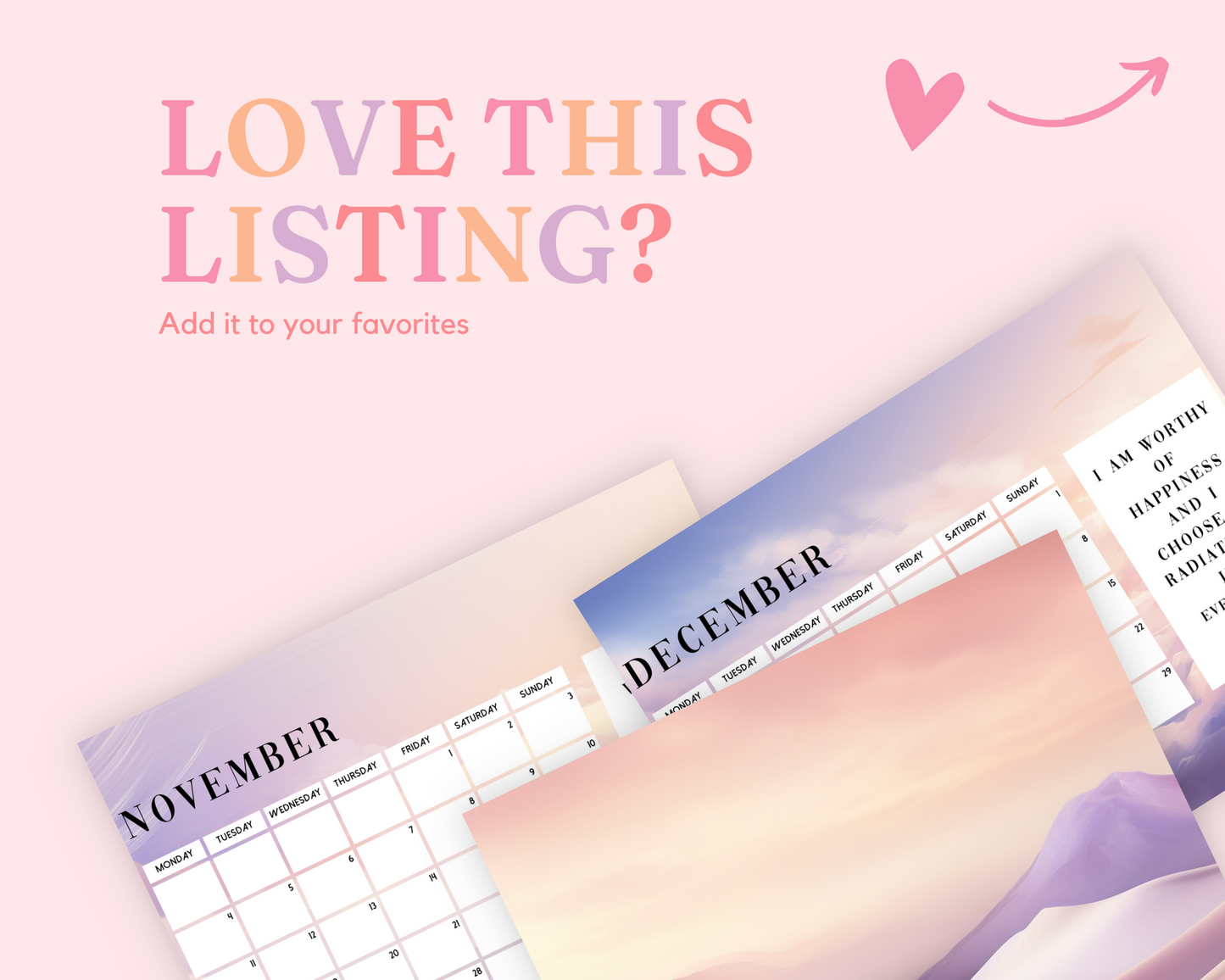 2024 Template | Affirmation Calendar Printable | Canva Editable | Commercial Use