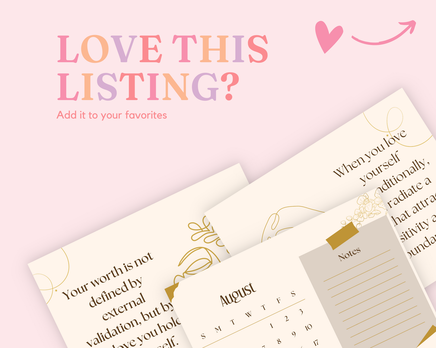 2024 Template | Year of Self-Love Calendar Printable | Canva Editable | Commercial Use