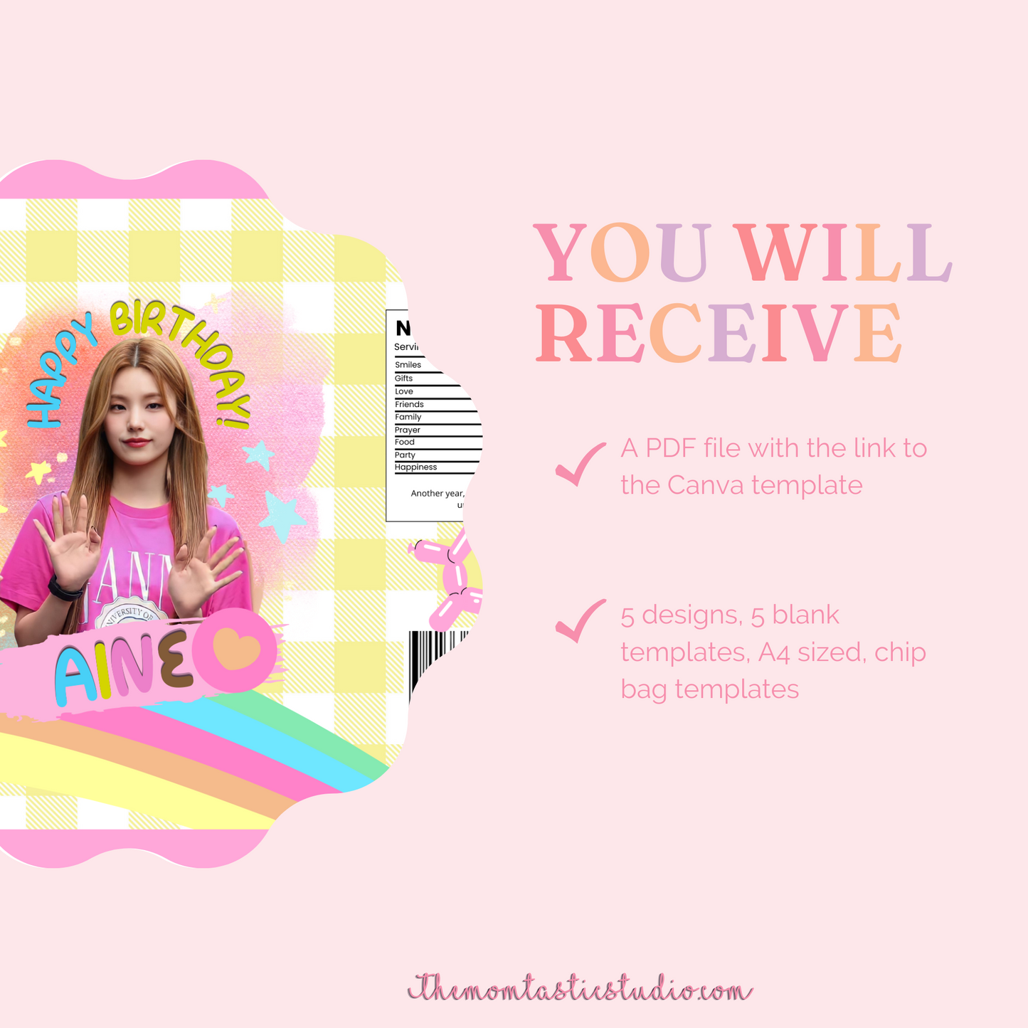 Birthday Girl Chip Bag Template – A4 Size – PDF - Canva Template