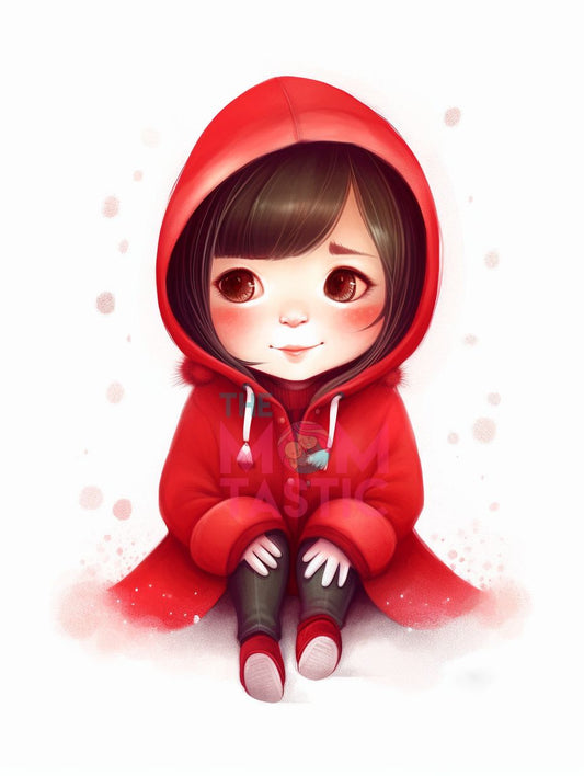 Fairytale Girls Cute Chibi Illustration - Watercolor - Pastel Background - Digital Illustration - for Commercial Use