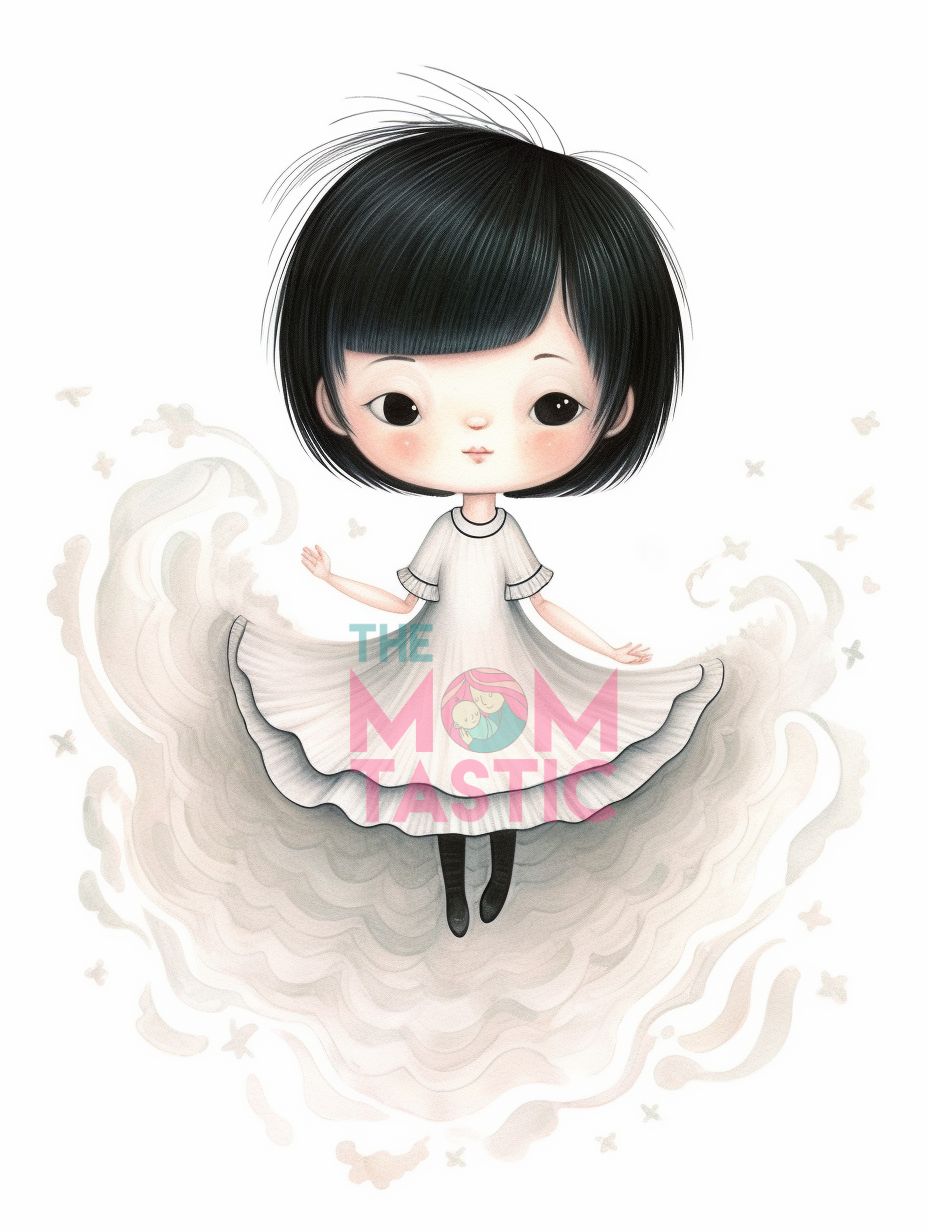 Fairytale Girls Cute Chibi Illustration - Watercolor - Pastel Background - Digital Illustration - for Commercial Use