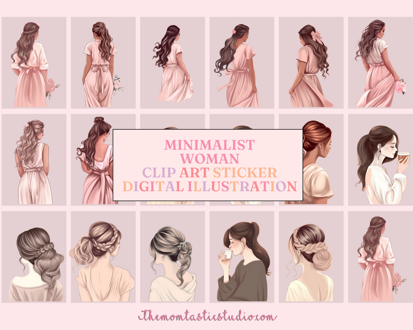 Minimalist Woman Illustration – Printable – Instant Download – High-Quality PNG - Transparent Background - Commercial Use