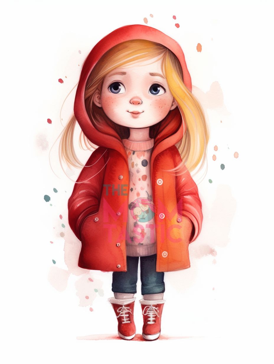 Fairytale Girls Cute Chibi Illustration - Watercolor - Pastel Background - Digital Illustration - for Commercial Use