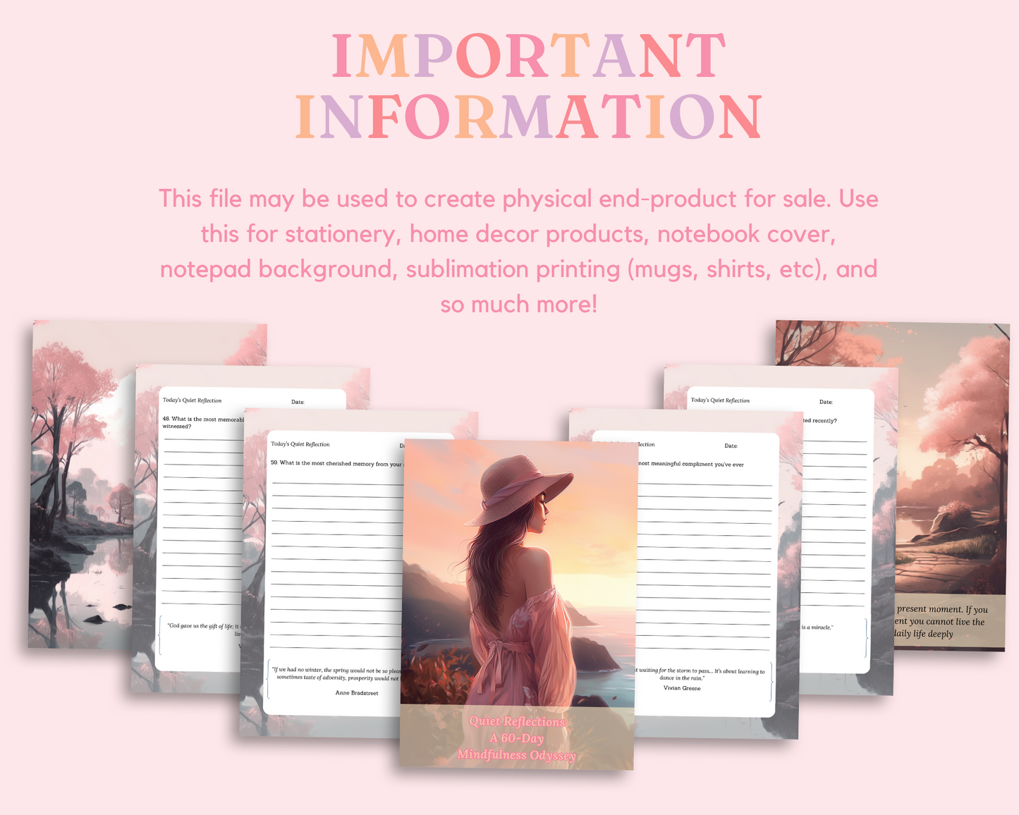 Quiet Reflections Journal – A 60-Day Mindfulness Odyssey – Inspiring & Motivational Prompts – A4 Size – Beautiful Front & Back Cover Illustration