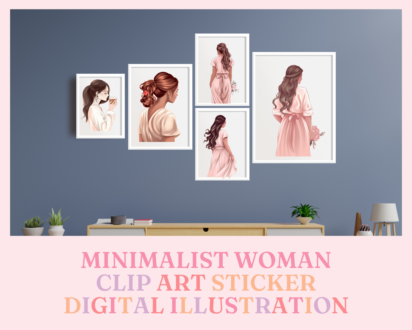 Minimalist Woman Illustration – Printable – Instant Download – High-Quality PNG - Transparent Background - Commercial Use