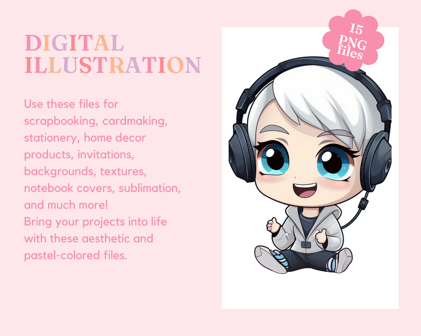 Adorable Playful Chibi Boy Stickers Clipart –Printable – Instant Download – High-Quality PNG - Transparent Background - Commercial Use