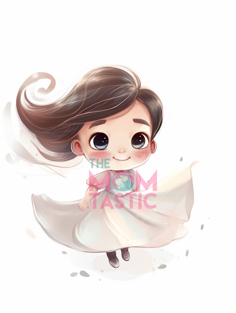 Fairytale Girls Cute Chibi Illustration - Watercolor - Pastel Background - Digital Illustration - for Commercial Use