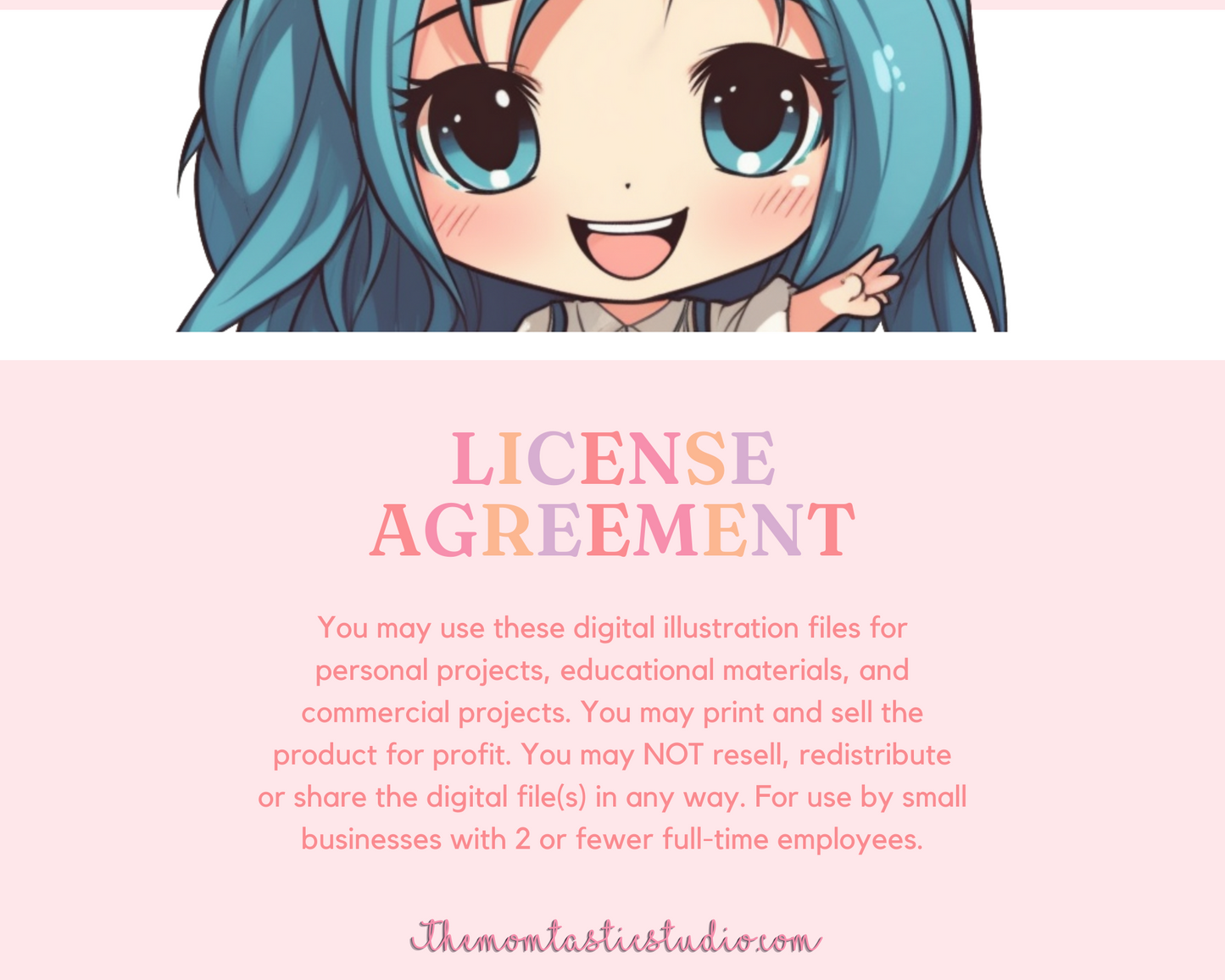 Pretty in Blue Chibi Girls Stickers Clipart – Printable – Instant Download – High-Quality PNG - Transparent Background - Commercial Use