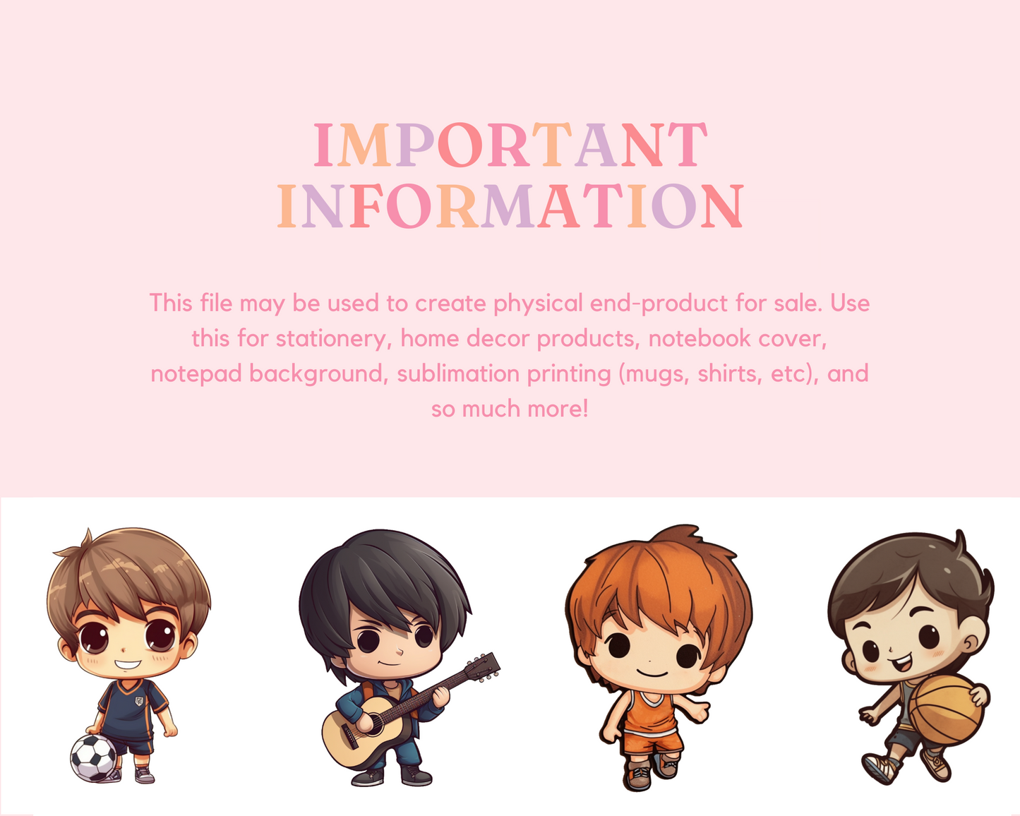 Adorable Playful Chibi Boy Stickers Clipart –Printable – Instant Download – High-Quality PNG - Transparent Background - Commercial Use