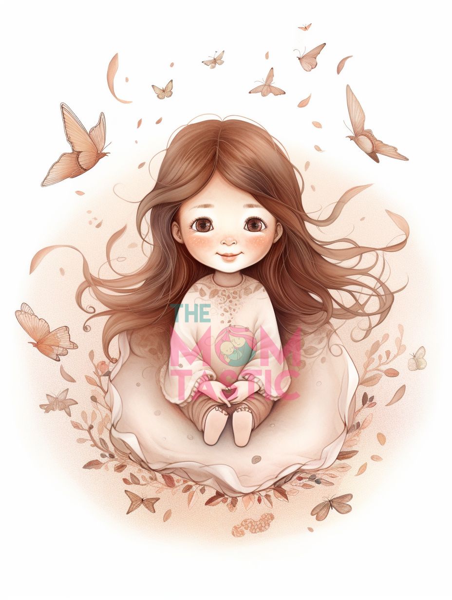 Fairytale Girls Cute Chibi Illustration - Watercolor - Pastel Background - Digital Illustration - for Commercial Use