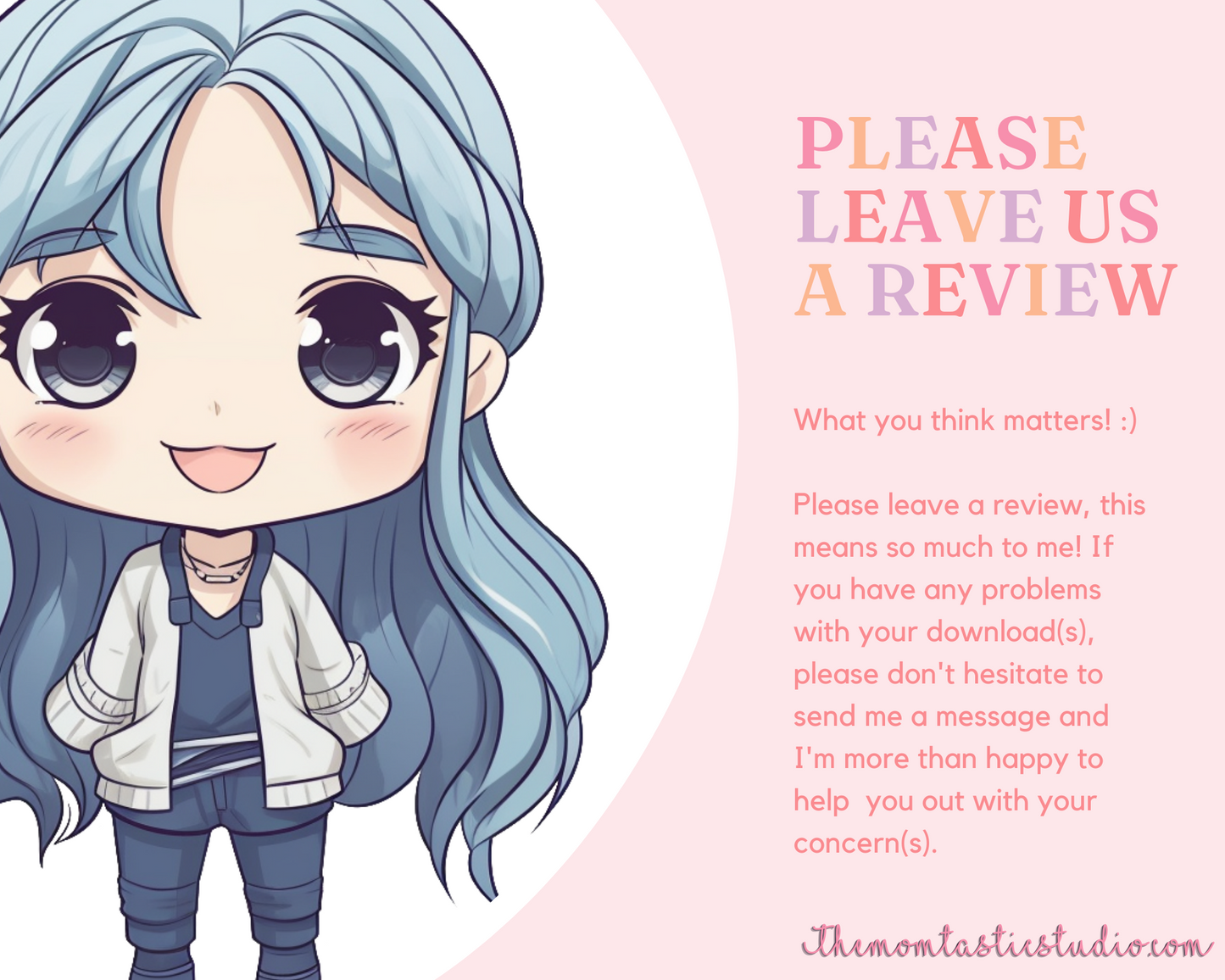 Pretty in Blue Chibi Girls Stickers Clipart – Printable – Instant Download – High-Quality PNG - Transparent Background - Commercial Use