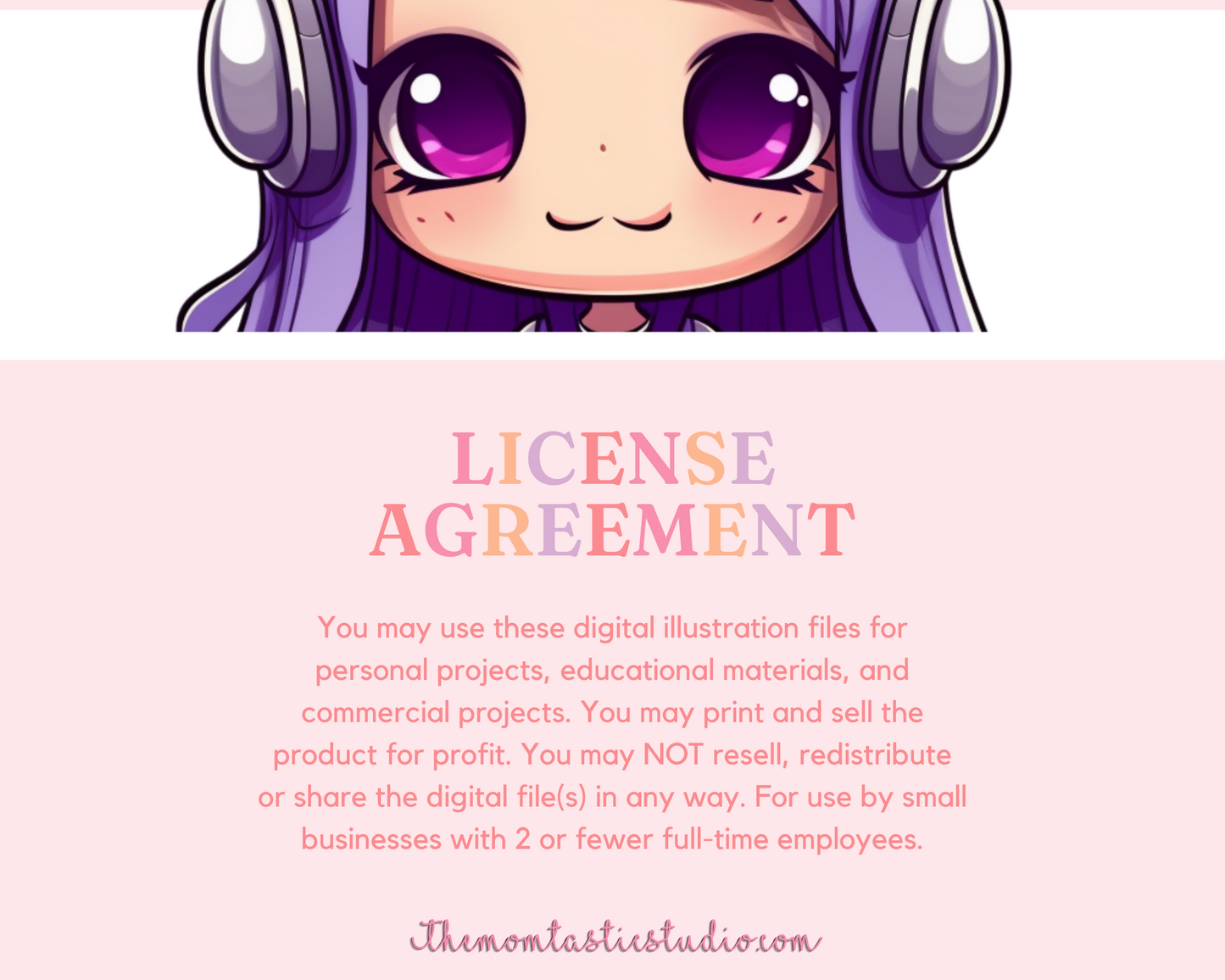 Pretty in Purple Chibi Girls Stickers Clipart – Printable – Instant Download – High-Quality PNG - Transparent Background - Commercial Use