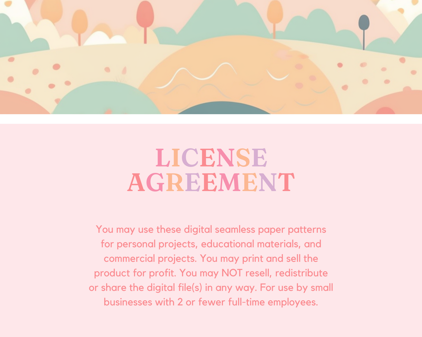 Pastel Scenery Seamless Pattern – Watercolor Pattern – Commercial Use – Pink, Pastel Houses, Nature, Landscape Digital Paper – Instant Download – Whimsical Designs for Creative Projects