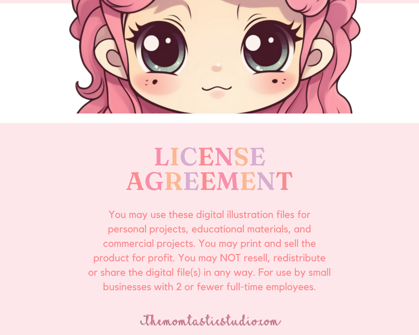 Pretty in Pink Chibi Girls Stickers Clipart – Printable – Instant Download – High-Quality PNG - Transparent Background - Commercial Use