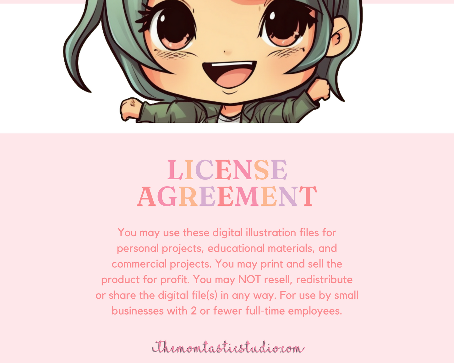 Pretty in Green Chibi Girls Stickers Clipart – Printable – Instant Download – High-Quality PNG - Transparent Background - Commercial Use